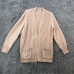 Seven7 Cardigan Sweater Womens Size Medium Taupe Soft Open Pockets Long Sleeve